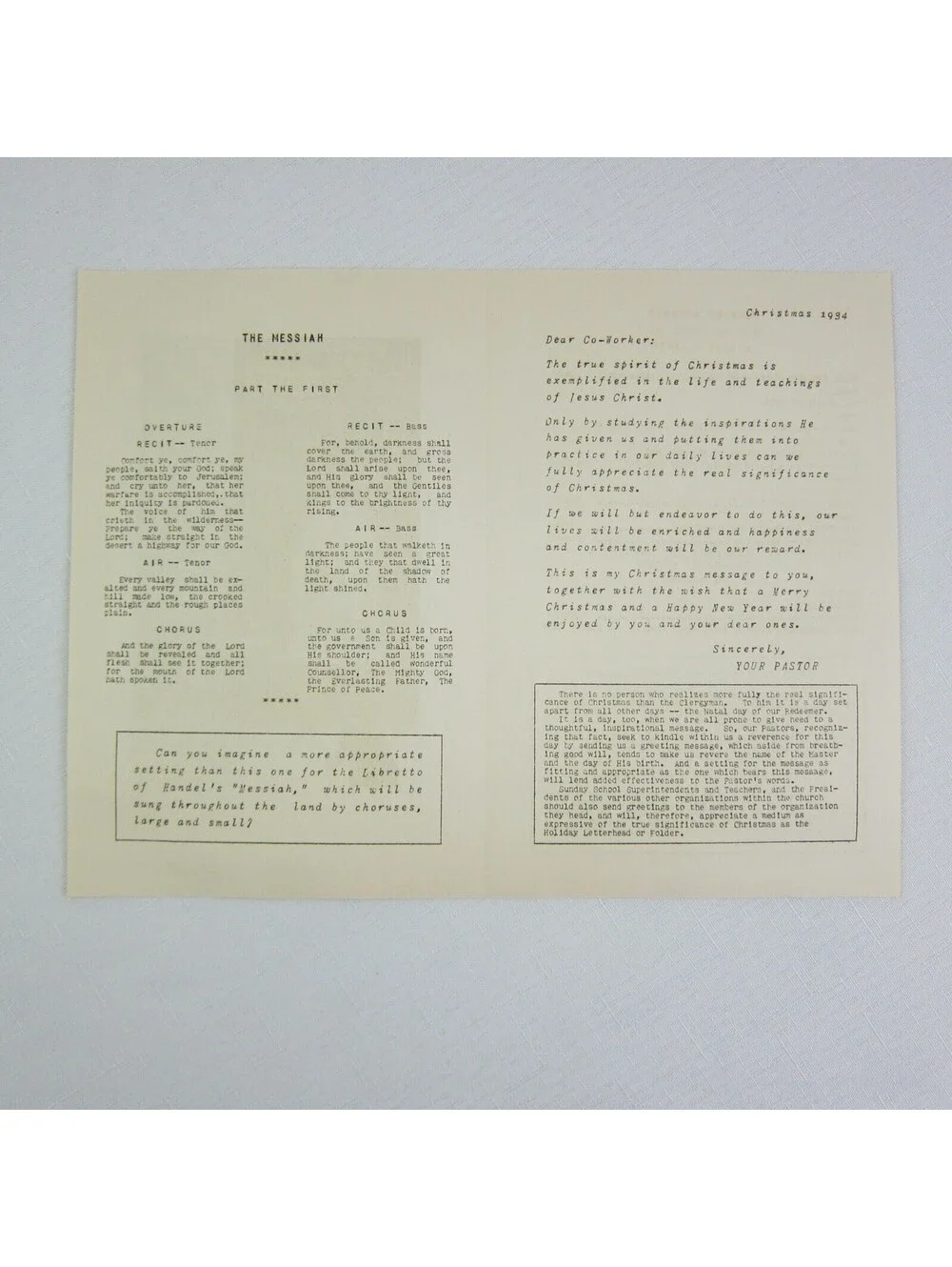 Goes Lithography Co. Chicago Holiday Church Stationery Sample Vintage 1930s